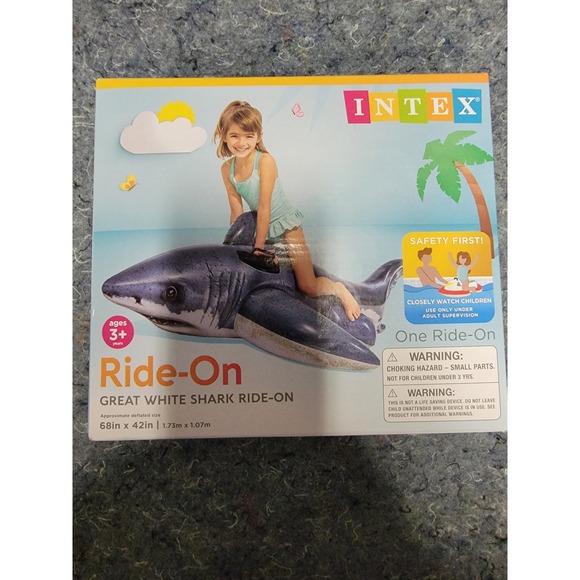 Games | Intex Inflatable Ride On Great White Shark Swimming Pool Float ...